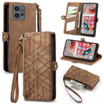 Portafoglio con cerniera geometrica Portafoglio in pelle con fibbia laterale, For Xiaomi Redmi Note 12 5G, For Xiaomi Redmi 12C, For Xiaomi Redmi A1, For Xiaomi Redmi Note 11T Pro