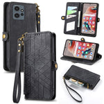 Portafoglio con cerniera geometrica Portafoglio in pelle con fibbia laterale, For Xiaomi Redmi Note 12 5G, For Xiaomi Redmi 12C, For Xiaomi Redmi A1, For Xiaomi Redmi Note 11T Pro