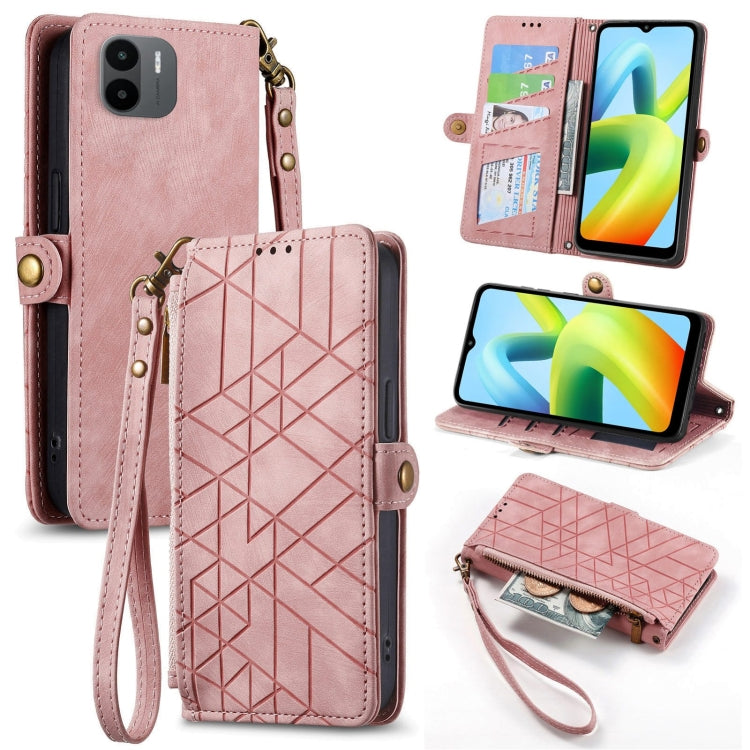 Portafoglio con cerniera geometrica Portafoglio in pelle con fibbia laterale, For Xiaomi Redmi Note 12 5G, For Xiaomi Redmi 12C, For Xiaomi Redmi A1, For Xiaomi Redmi Note 11T Pro