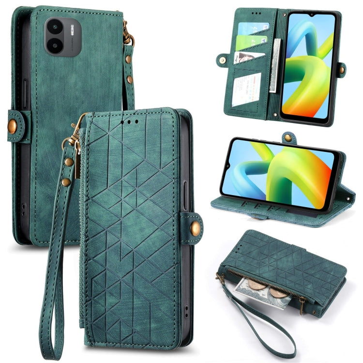 Portafoglio con cerniera geometrica Portafoglio in pelle con fibbia laterale, For Xiaomi Redmi Note 12 5G, For Xiaomi Redmi 12C, For Xiaomi Redmi A1, For Xiaomi Redmi Note 11T Pro