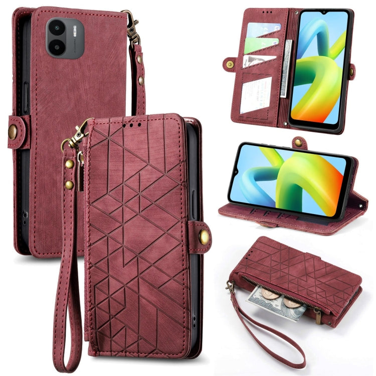 Portafoglio con cerniera geometrica Portafoglio in pelle con fibbia laterale, For Xiaomi Redmi Note 12 5G, For Xiaomi Redmi 12C, For Xiaomi Redmi A1, For Xiaomi Redmi Note 11T Pro