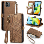 Portafoglio con cerniera geometrica Portafoglio in pelle con fibbia laterale, For Xiaomi Redmi Note 12 5G, For Xiaomi Redmi 12C, For Xiaomi Redmi A1, For Xiaomi Redmi Note 11T Pro