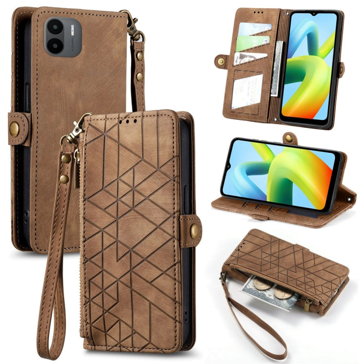 Portafoglio con cerniera geometrica Portafoglio in pelle con fibbia laterale, For Xiaomi Redmi Note 12 5G, For Xiaomi Redmi 12C, For Xiaomi Redmi A1, For Xiaomi Redmi Note 11T Pro