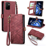 Portafoglio con cerniera geometrica Portafoglio in pelle con fibbia laterale, For Xiaomi Redmi Note 11SE, For Xiaomi Redmi 10A, For Xiaomi Redmi 10C, For Xiaomi Redmi K50