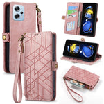 Portafoglio con cerniera geometrica Portafoglio in pelle con fibbia laterale, For Xiaomi Redmi Note 12 5G, For Xiaomi Redmi 12C, For Xiaomi Redmi A1, For Xiaomi Redmi Note 11T Pro