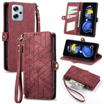 Portafoglio con cerniera geometrica Portafoglio in pelle con fibbia laterale, For Xiaomi Redmi Note 12 5G, For Xiaomi Redmi 12C, For Xiaomi Redmi A1, For Xiaomi Redmi Note 11T Pro