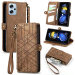 Portafoglio con cerniera geometrica Portafoglio in pelle con fibbia laterale, For Xiaomi Redmi Note 12 5G, For Xiaomi Redmi 12C, For Xiaomi Redmi A1, For Xiaomi Redmi Note 11T Pro