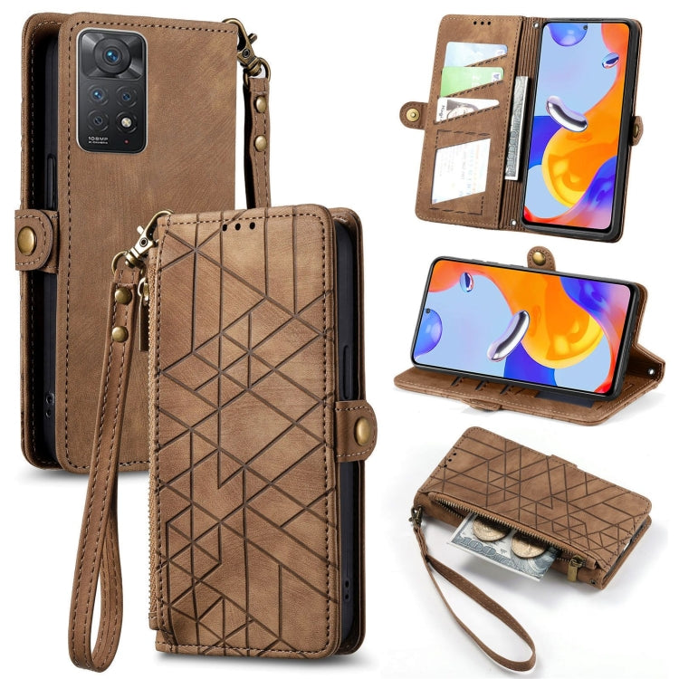 Portafoglio con cerniera geometrica Portafoglio in pelle con fibbia laterale, For Redmi Note 11 Pro 4G, For Xiaomi Redmi 10, For Xiaomi Redmi Note 10 5G, For Xiaomi Redmi Note 10 4G