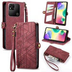 Portafoglio con cerniera geometrica Portafoglio in pelle con fibbia laterale, For Xiaomi Redmi Note 11SE, For Xiaomi Redmi 10A, For Xiaomi Redmi 10C, For Xiaomi Redmi K50