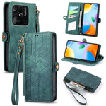 Portafoglio con cerniera geometrica Portafoglio in pelle con fibbia laterale, For Xiaomi Redmi Note 11SE, For Xiaomi Redmi 10A, For Xiaomi Redmi 10C, For Xiaomi Redmi K50