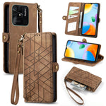 Portafoglio con cerniera geometrica Portafoglio in pelle con fibbia laterale, For Xiaomi Redmi Note 11SE, For Xiaomi Redmi 10A, For Xiaomi Redmi 10C, For Xiaomi Redmi K50