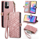 Portafoglio con cerniera geometrica Portafoglio in pelle con fibbia laterale, For Redmi Note 11 Pro 4G, For Xiaomi Redmi 10, For Xiaomi Redmi Note 10 5G, For Xiaomi Redmi Note 10 4G