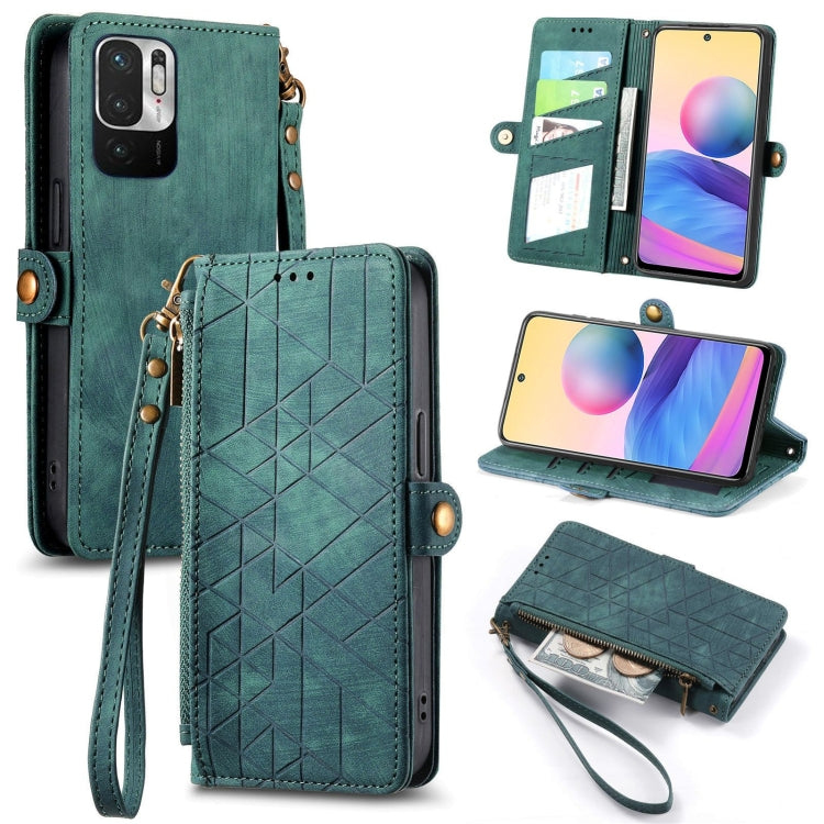 Portafoglio con cerniera geometrica Portafoglio in pelle con fibbia laterale, For Redmi Note 11 Pro 4G, For Xiaomi Redmi 10, For Xiaomi Redmi Note 10 5G, For Xiaomi Redmi Note 10 4G