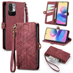 Portafoglio con cerniera geometrica Portafoglio in pelle con fibbia laterale, For Redmi Note 11 Pro 4G, For Xiaomi Redmi 10, For Xiaomi Redmi Note 10 5G, For Xiaomi Redmi Note 10 4G