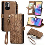 Portafoglio con cerniera geometrica Portafoglio in pelle con fibbia laterale, For Redmi Note 11 Pro 4G, For Xiaomi Redmi 10, For Xiaomi Redmi Note 10 5G, For Xiaomi Redmi Note 10 4G