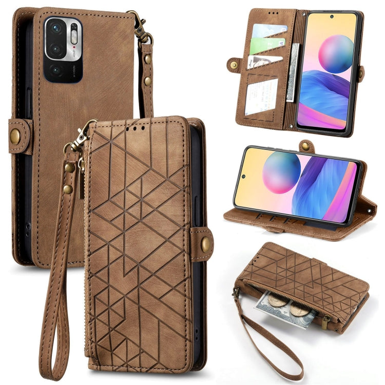 Portafoglio con cerniera geometrica Portafoglio in pelle con fibbia laterale, For Redmi Note 11 Pro 4G, For Xiaomi Redmi 10, For Xiaomi Redmi Note 10 5G, For Xiaomi Redmi Note 10 4G