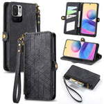 Portafoglio con cerniera geometrica Portafoglio in pelle con fibbia laterale, For Redmi Note 11 Pro 4G, For Xiaomi Redmi 10, For Xiaomi Redmi Note 10 5G, For Xiaomi Redmi Note 10 4G