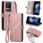 Portafoglio con cerniera geometrica Portafoglio in pelle con fibbia laterale, For Xiaomi Redmi Note 11SE, For Xiaomi Redmi 10A, For Xiaomi Redmi 10C, For Xiaomi Redmi K50