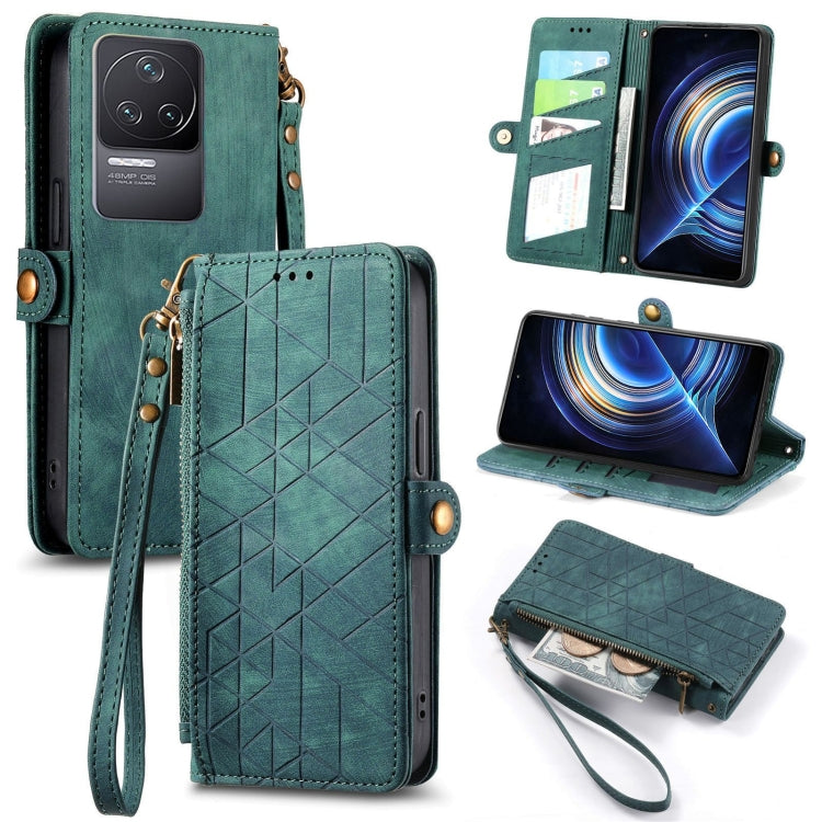 Portafoglio con cerniera geometrica Portafoglio in pelle con fibbia laterale, For Xiaomi Redmi Note 11SE, For Xiaomi Redmi 10A, For Xiaomi Redmi 10C, For Xiaomi Redmi K50