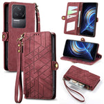 Portafoglio con cerniera geometrica Portafoglio in pelle con fibbia laterale, For Xiaomi Redmi Note 11SE, For Xiaomi Redmi 10A, For Xiaomi Redmi 10C, For Xiaomi Redmi K50
