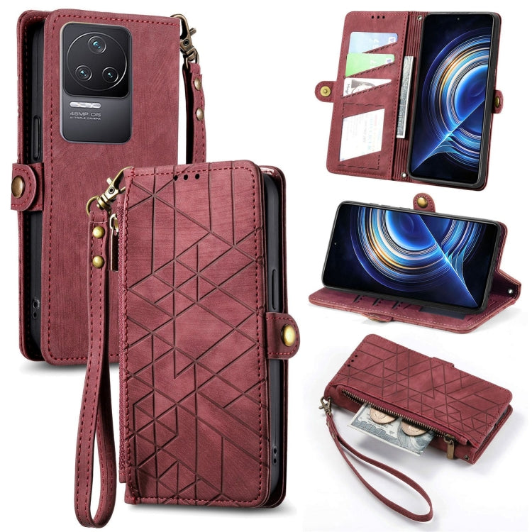 Portafoglio con cerniera geometrica Portafoglio in pelle con fibbia laterale, For Xiaomi Redmi Note 11SE, For Xiaomi Redmi 10A, For Xiaomi Redmi 10C, For Xiaomi Redmi K50