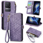 Portafoglio con cerniera geometrica Portafoglio in pelle con fibbia laterale, For Xiaomi Redmi Note 11SE, For Xiaomi Redmi 10A, For Xiaomi Redmi 10C, For Xiaomi Redmi K50