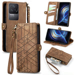 Portafoglio con cerniera geometrica Portafoglio in pelle con fibbia laterale, For Xiaomi Redmi Note 11SE, For Xiaomi Redmi 10A, For Xiaomi Redmi 10C, For Xiaomi Redmi K50