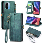 Portafoglio con cerniera geometrica Portafoglio in pelle con fibbia laterale, For Xiaomi Redmi K40, For Xiaomi Redmi Note 9 4G, For Xiaomi Redmi 9A, For Xiaomi Redmi 9
