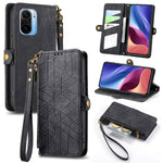 Portafoglio con cerniera geometrica Portafoglio in pelle con fibbia laterale, For Xiaomi Redmi K40, For Xiaomi Redmi Note 9 4G, For Xiaomi Redmi 9A, For Xiaomi Redmi 9