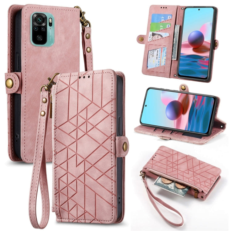 Portafoglio con cerniera geometrica Portafoglio in pelle con fibbia laterale, For Redmi Note 11 Pro 4G, For Xiaomi Redmi 10, For Xiaomi Redmi Note 10 5G, For Xiaomi Redmi Note 10 4G