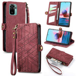 Portafoglio con cerniera geometrica Portafoglio in pelle con fibbia laterale, For Redmi Note 11 Pro 4G, For Xiaomi Redmi 10, For Xiaomi Redmi Note 10 5G, For Xiaomi Redmi Note 10 4G