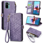 Portafoglio con cerniera geometrica Portafoglio in pelle con fibbia laterale, For Redmi Note 11 Pro 4G, For Xiaomi Redmi 10, For Xiaomi Redmi Note 10 5G, For Xiaomi Redmi Note 10 4G