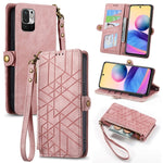 Portafoglio con cerniera geometrica Portafoglio in pelle con fibbia laterale, For Redmi Note 11 Pro 4G, For Xiaomi Redmi 10, For Xiaomi Redmi Note 10 5G, For Xiaomi Redmi Note 10 4G