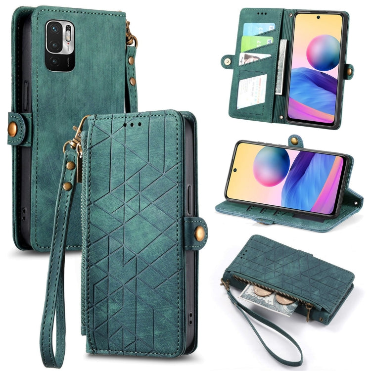 Portafoglio con cerniera geometrica Portafoglio in pelle con fibbia laterale, For Redmi Note 11 Pro 4G, For Xiaomi Redmi 10, For Xiaomi Redmi Note 10 5G, For Xiaomi Redmi Note 10 4G