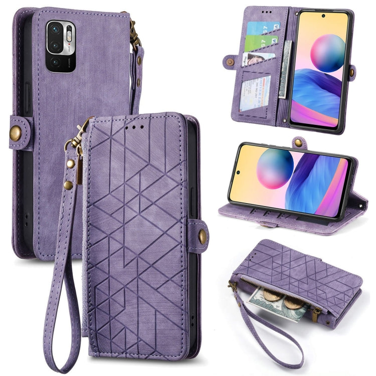 Portafoglio con cerniera geometrica Portafoglio in pelle con fibbia laterale, For Redmi Note 11 Pro 4G, For Xiaomi Redmi 10, For Xiaomi Redmi Note 10 5G, For Xiaomi Redmi Note 10 4G