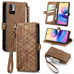 Portafoglio con cerniera geometrica Portafoglio in pelle con fibbia laterale, For Redmi Note 11 Pro 4G, For Xiaomi Redmi 10, For Xiaomi Redmi Note 10 5G, For Xiaomi Redmi Note 10 4G