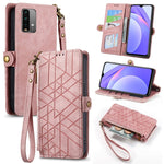 Portafoglio con cerniera geometrica Portafoglio in pelle con fibbia laterale, For Xiaomi Redmi K40, For Xiaomi Redmi Note 9 4G, For Xiaomi Redmi 9A, For Xiaomi Redmi 9