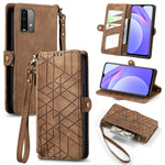 Portafoglio con cerniera geometrica Portafoglio in pelle con fibbia laterale, For Xiaomi Redmi K40, For Xiaomi Redmi Note 9 4G, For Xiaomi Redmi 9A, For Xiaomi Redmi 9