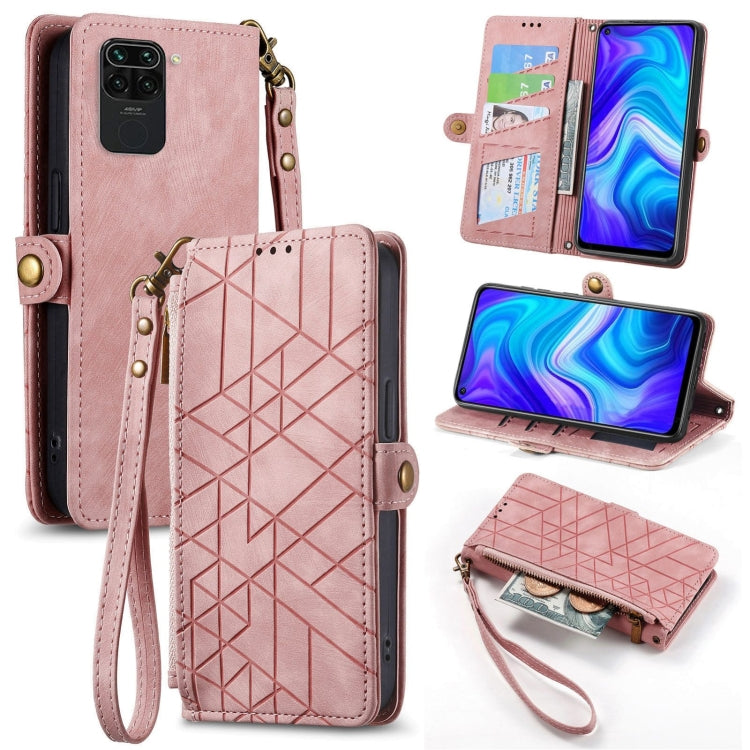Portafoglio con cerniera geometrica Portafoglio in pelle con fibbia laterale, For Xiaomi Redmi 9C, For Xiaomi Redmi Note 9, For Xiaomi Redmi K30 Pro, For Xiaomi Redmi Note 9S