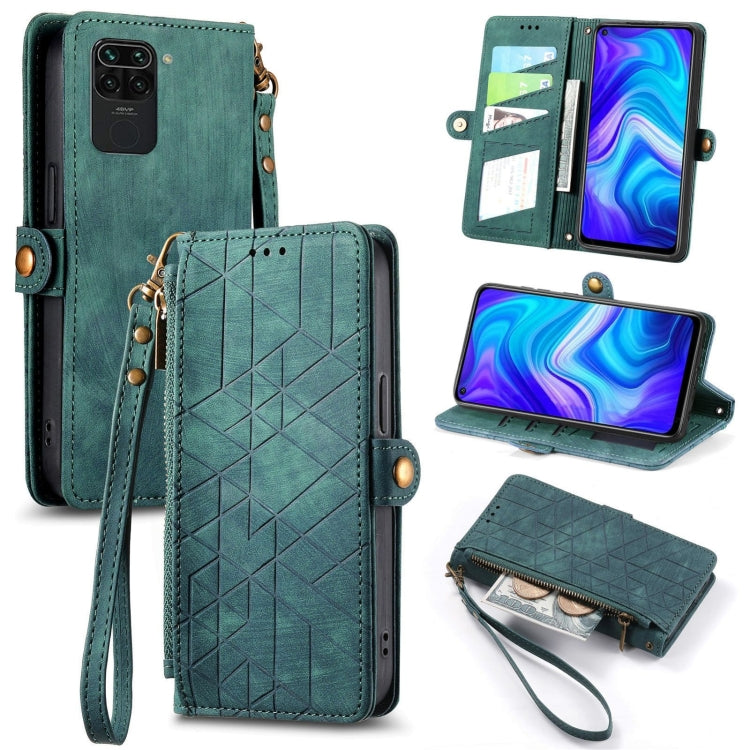 Portafoglio con cerniera geometrica Portafoglio in pelle con fibbia laterale, For Xiaomi Redmi 9C, For Xiaomi Redmi Note 9, For Xiaomi Redmi K30 Pro, For Xiaomi Redmi Note 9S