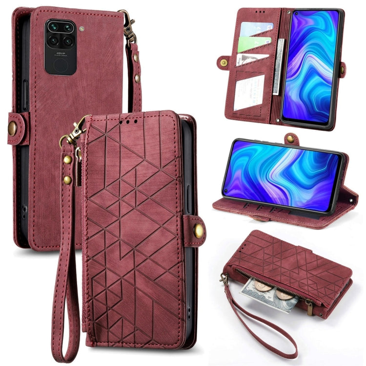 Portafoglio con cerniera geometrica Portafoglio in pelle con fibbia laterale, For Xiaomi Redmi 9C, For Xiaomi Redmi Note 9, For Xiaomi Redmi K30 Pro, For Xiaomi Redmi Note 9S
