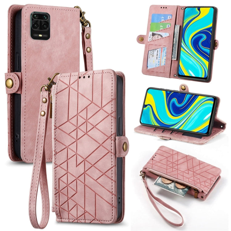 Portafoglio con cerniera geometrica Portafoglio in pelle con fibbia laterale, For Xiaomi Redmi 9C, For Xiaomi Redmi Note 9, For Xiaomi Redmi K30 Pro, For Xiaomi Redmi Note 9S