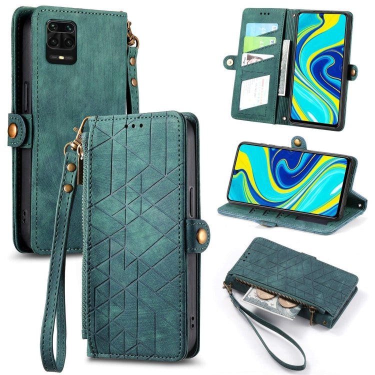 Portafoglio con cerniera geometrica Portafoglio in pelle con fibbia laterale, For Xiaomi Redmi 9C, For Xiaomi Redmi Note 9, For Xiaomi Redmi K30 Pro, For Xiaomi Redmi Note 9S