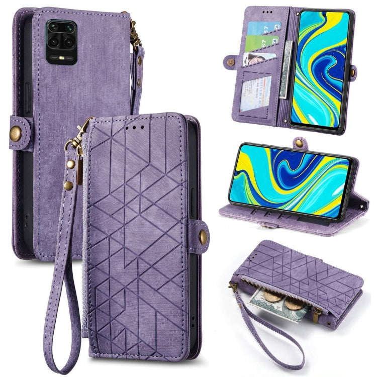 Portafoglio con cerniera geometrica Portafoglio in pelle con fibbia laterale, For Xiaomi Redmi 9C, For Xiaomi Redmi Note 9, For Xiaomi Redmi K30 Pro, For Xiaomi Redmi Note 9S