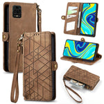 Portafoglio con cerniera geometrica Portafoglio in pelle con fibbia laterale, For Xiaomi Redmi 9C, For Xiaomi Redmi Note 9, For Xiaomi Redmi K30 Pro, For Xiaomi Redmi Note 9S