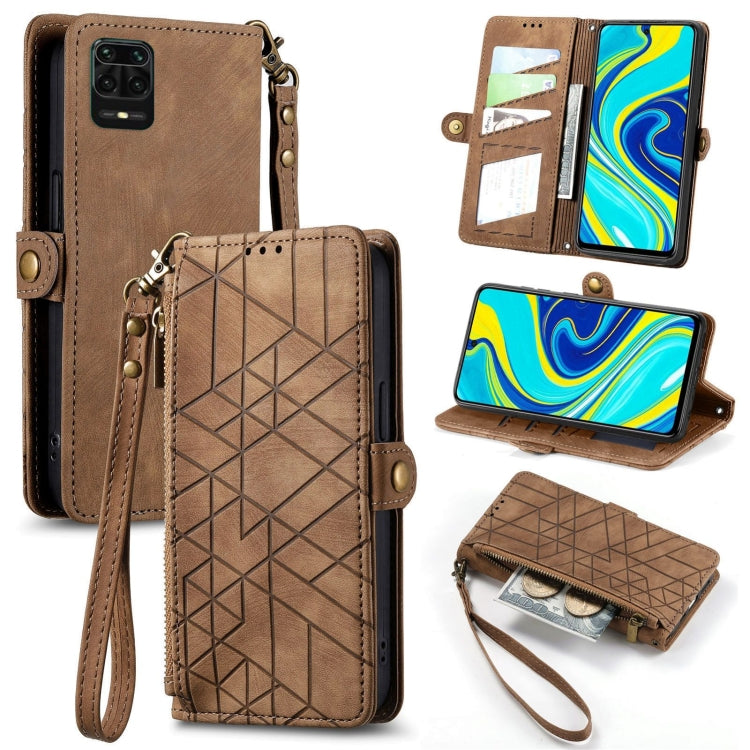 Portafoglio con cerniera geometrica Portafoglio in pelle con fibbia laterale, For Xiaomi Redmi 9C, For Xiaomi Redmi Note 9, For Xiaomi Redmi K30 Pro, For Xiaomi Redmi Note 9S