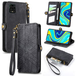 Portafoglio con cerniera geometrica Portafoglio in pelle con fibbia laterale, For Xiaomi Redmi 9C, For Xiaomi Redmi Note 9, For Xiaomi Redmi K30 Pro, For Xiaomi Redmi Note 9S