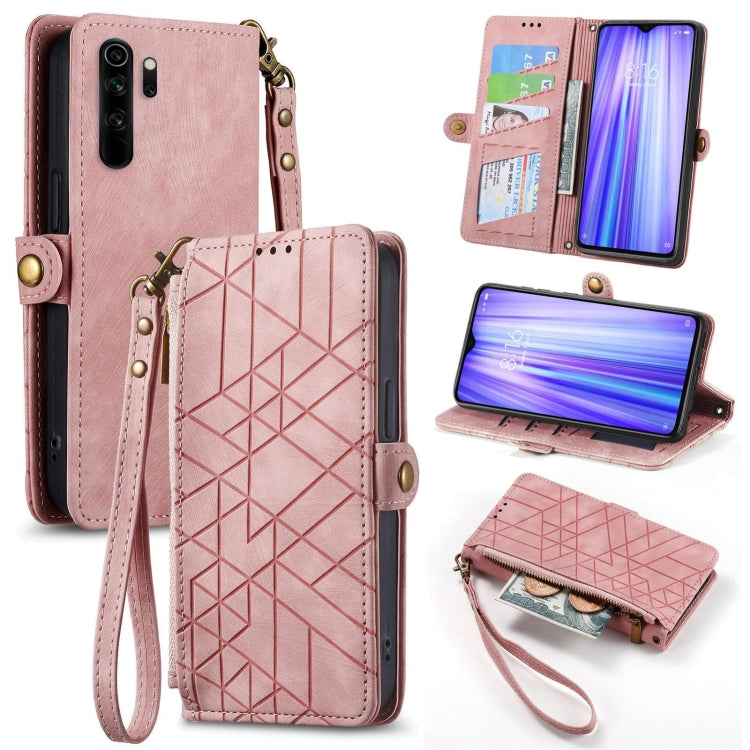 Portafoglio con cerniera geometrica Portafoglio in pelle con fibbia laterale, For Xiaomi Redmi K30, For Xiaomi Redmi Note 8T, For Xiaomi Redmi Note 8, For Xiaomi Redmi Note 8 Pro