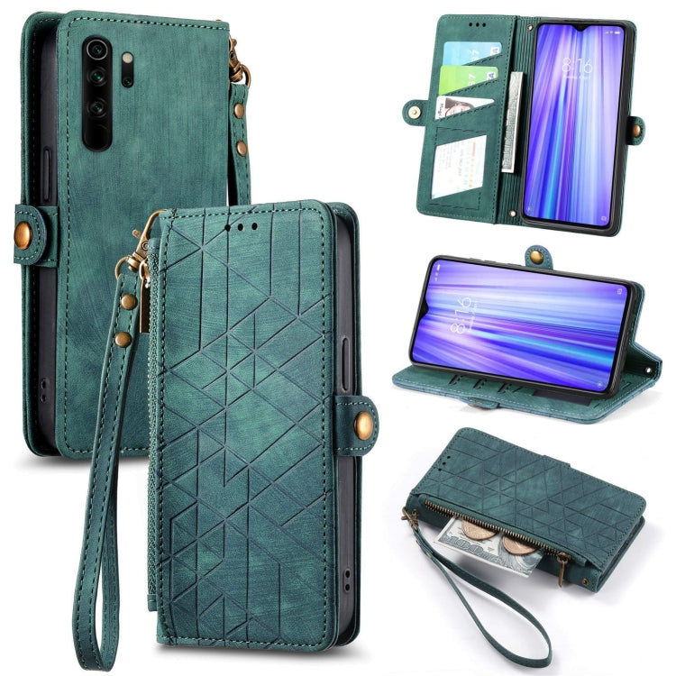Portafoglio con cerniera geometrica Portafoglio in pelle con fibbia laterale, For Xiaomi Redmi K30, For Xiaomi Redmi Note 8T, For Xiaomi Redmi Note 8, For Xiaomi Redmi Note 8 Pro