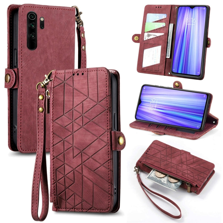 Portafoglio con cerniera geometrica Portafoglio in pelle con fibbia laterale, For Xiaomi Redmi K30, For Xiaomi Redmi Note 8T, For Xiaomi Redmi Note 8, For Xiaomi Redmi Note 8 Pro